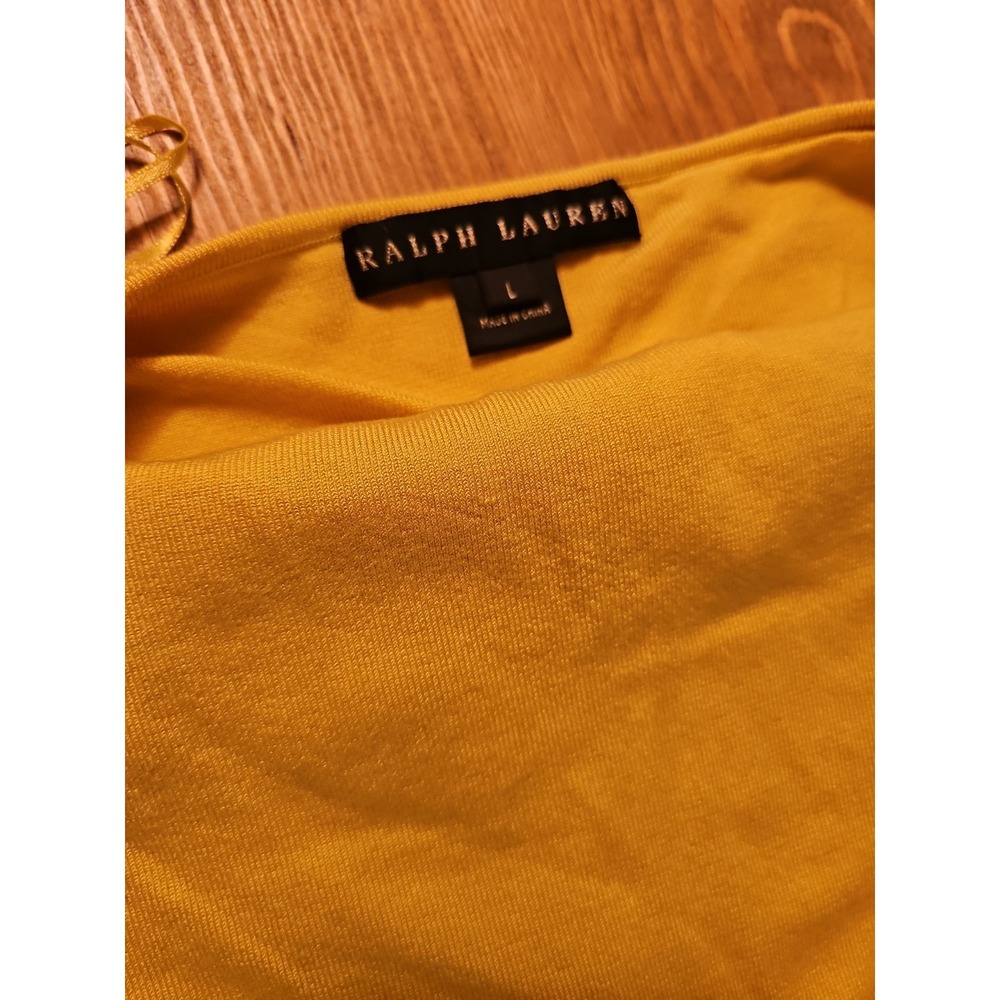 Polo Ralph Lauren Silk Yellow Embroidered Women Halter Top Size LARGE - Picture 7 of 10